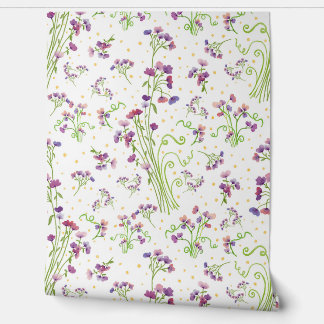 Lavender Watercolor Pattern Floral Art Print 壁紙