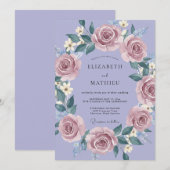 Lavender Watercolor Romantic Wedding 招待状 (正面/裏面)
