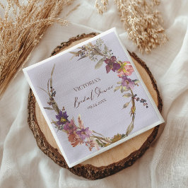 Lavender Watercolor Wildflower Bridal Shower スタンダードカクテルナプキン