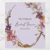 Lavender Watercolor Wildflower Bridal Shower ワインラベル (シングルラベル)