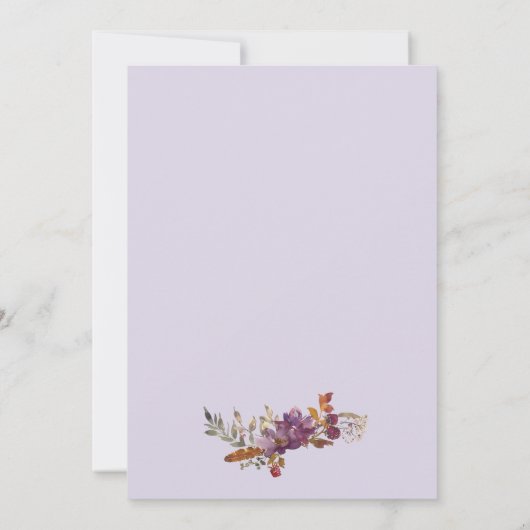 Lavender Watercolor Wildflower Invitation 招待状 (裏面)