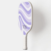 Lavender Wavy Stripe Monogram Pretty ピックルボールラケット (左)