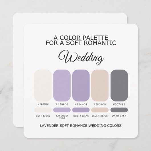Lavender Wedding Color Palette Card 招待状 (正面/裏面)