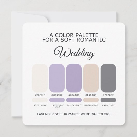 Lavender Wedding Color Palette Card 招待状 (正面)