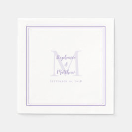Lavender Wedding Monogram Modern Initial & Names スタンダードカクテルナプキン