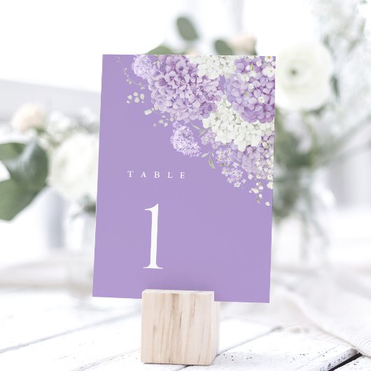 Lavender Wedding Table Numbers, Lilac White Floral
