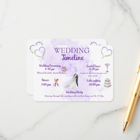 Lavender Wedding Timeline Enclosure Card エンクロージャーカード (正面/裏面インサイチュ)