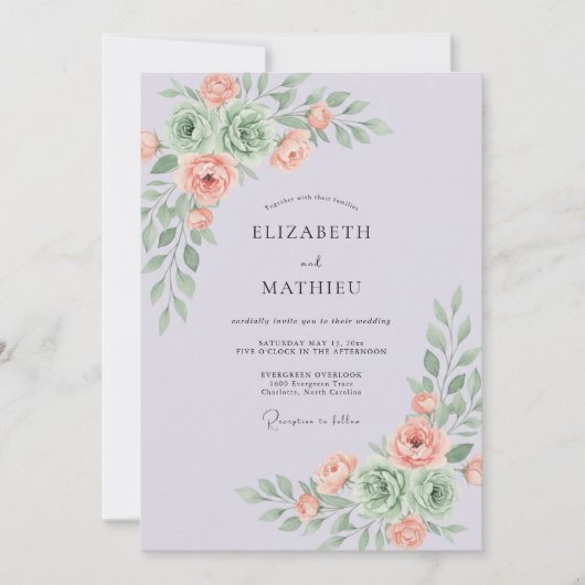 Lavender Whimsical Succulent Wedding 招待状 (正面)