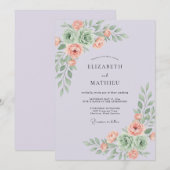 Lavender Whimsical Succulent Wedding 招待状 (正面/裏面)