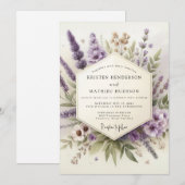Lavender Whispering Flora Wedding 招待状 (正面/裏面)