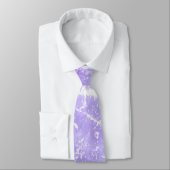 Lavender White Blue Abstract Print Neck Ties ネクタイ (タイ)