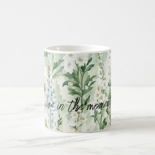 Lavender White Delphinium Flowers コーヒーマグカップ (中央)