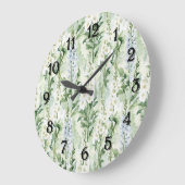 Lavender White Delphinium Flowers   ラージ壁時計 (傾斜)