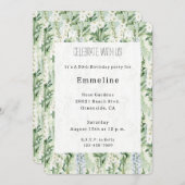 Lavender White Delphinium Flowers Birthday 招待状 (正面/裏面)