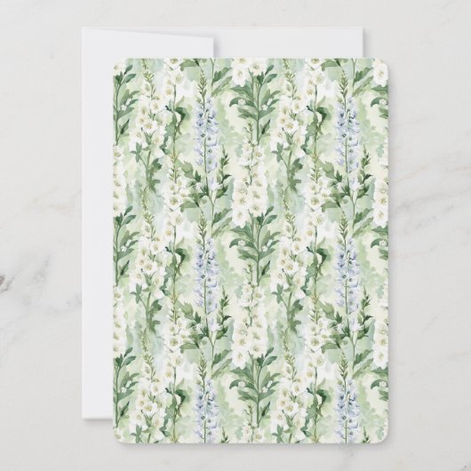 Lavender White Delphinium Flowers Birthday 招待状 (裏面)
