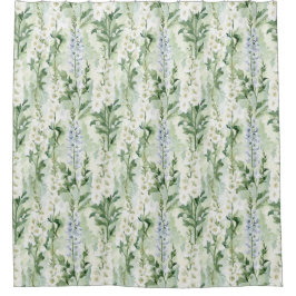 Lavender White Delphinium Flowers Bridal Shower シャワーカーテン