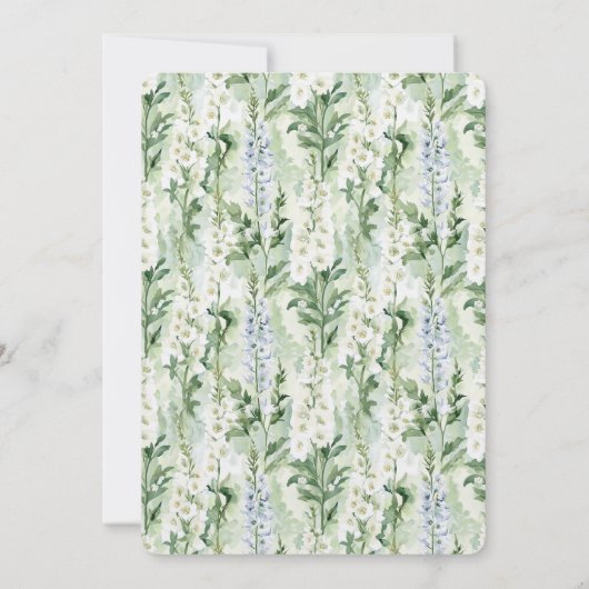 Lavender White Delphinium Flowers Wedding 招待状 (裏面)