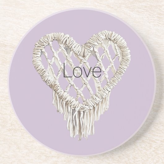 Lavender White Heart Fringe コースター (正面)