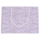 Lavender White Polka Dots Birthday ラージペーパーバッグ (正面)