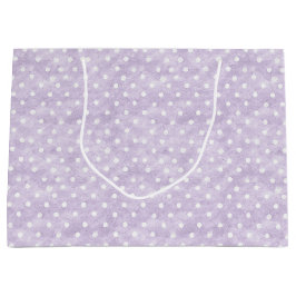 Lavender White Polka Dots Birthday ラージペーパーバッグ