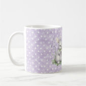 Lavender White Polka Dots Bunny Rabbit Love コーヒーマグカップ (左)