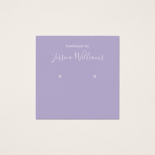 Lavender White Script QR Code Earring Display Card (正面)