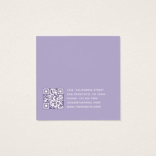 Lavender White Script QR Code Earring Display Card (裏面)