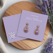 Lavender White Script QR Code Earring Display Card