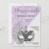 Lavender white silver glitter Masquerade Prom  招待状 (正面)