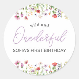 Lavender Wildflower 1st Birthday ラウンドシール