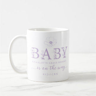Lavender Wildflower Baby Announcement Coffee Mug コーヒーマグカップ