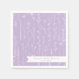 Lavender Wildflower Baby Shower | Floral Pattern  スタンダードカクテルナプキン