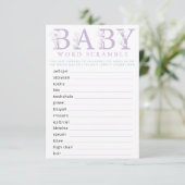Lavender Wildflower Baby Shower Word Game Card エンクロージャーカード (スタンド正面)