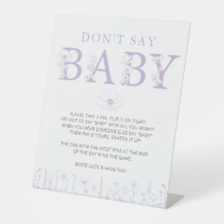 Lavender Wildflower Don’t Say Baby Game Sign 台座サイン