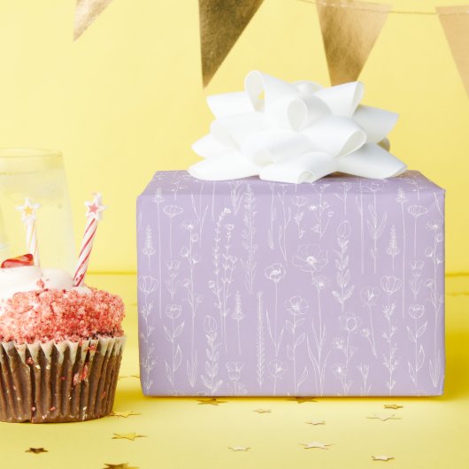 Lavender Wildflower Floral Baby Shower Gift Wrap ラッピングペーパー (誕生日パーティー)