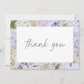 Lavender Wildflower Garden Romantic Wedding サンキューカード (正面)