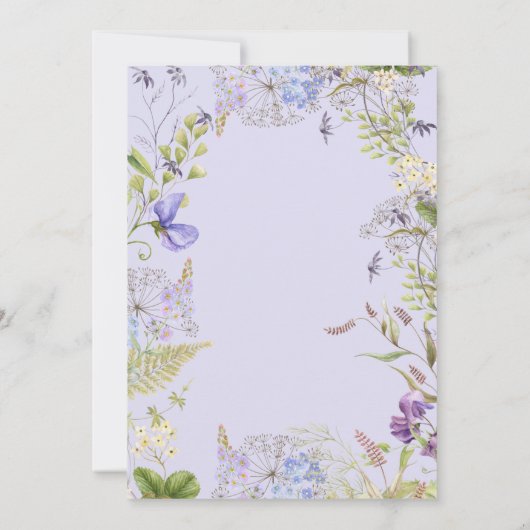 Lavender Wildflower Garden Romantic Wedding 招待状 (裏面)