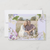 Lavender Wildflower Garden Romantic Wedding Photo セーブザデート (裏面)