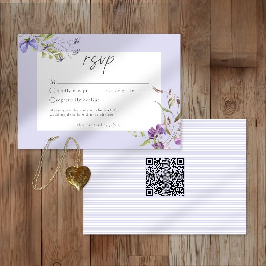 Lavender Wildflower Garden Romantic Wedding QR 出欠カード