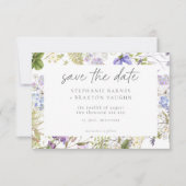 Lavender Wildflower Garden White Romantic Photo セーブザデート (正面)