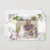 Lavender Wildflower Garden White Romantic Photo セーブザデート (裏面)