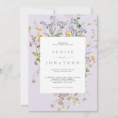 Lavender Wildflower Meadow Garden QR Code Wedding 招待状 (正面)