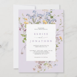 Lavender Wildflower Meadow Garden QR Code Wedding 招待状