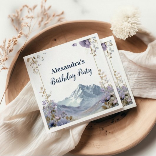 Lavender Wildflower Mountain Birthday スタンダードカクテルナプキン