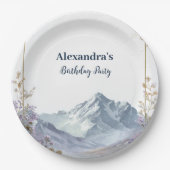 Lavender Wildflower Mountain Birthday ペーパープレート (正面)