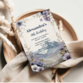 Lavender Wildflower Mountain Birthday 招待状