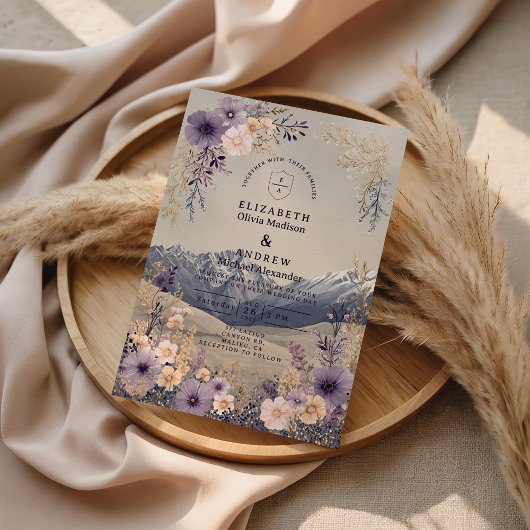 Lavender Wildflower Mountain Wedding 招待状
