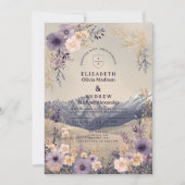 Lavender Wildflower Mountain Wedding 招待状 (正面)