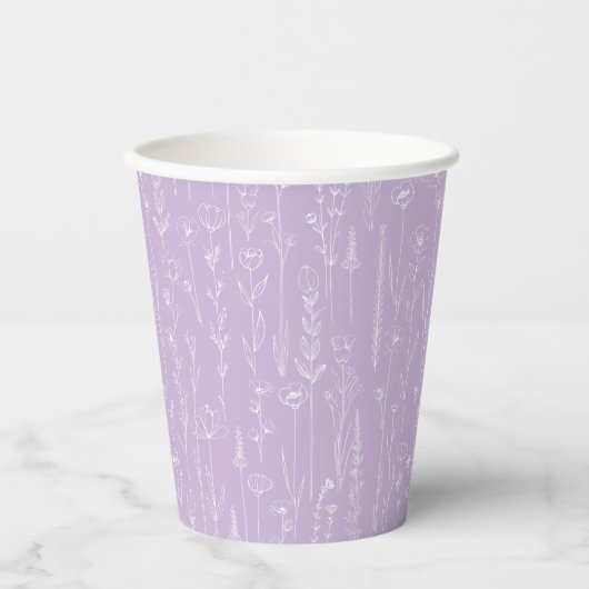 Lavender Wildflower Party Cup | Botanical Pattern 紙コップ (正面)