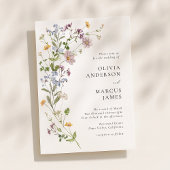 Lavender Wildflower Spray Refined Wedding 招待状